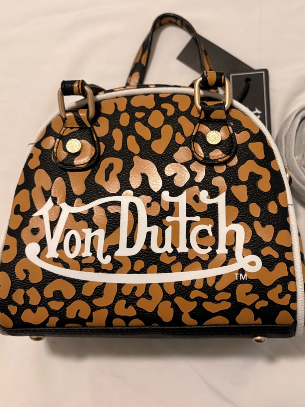 Von Dutch Cheetah Orange Bowling Bag Mini - Picture 2 of 8